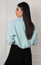 Blusa camisera de rayas con manga 3/4