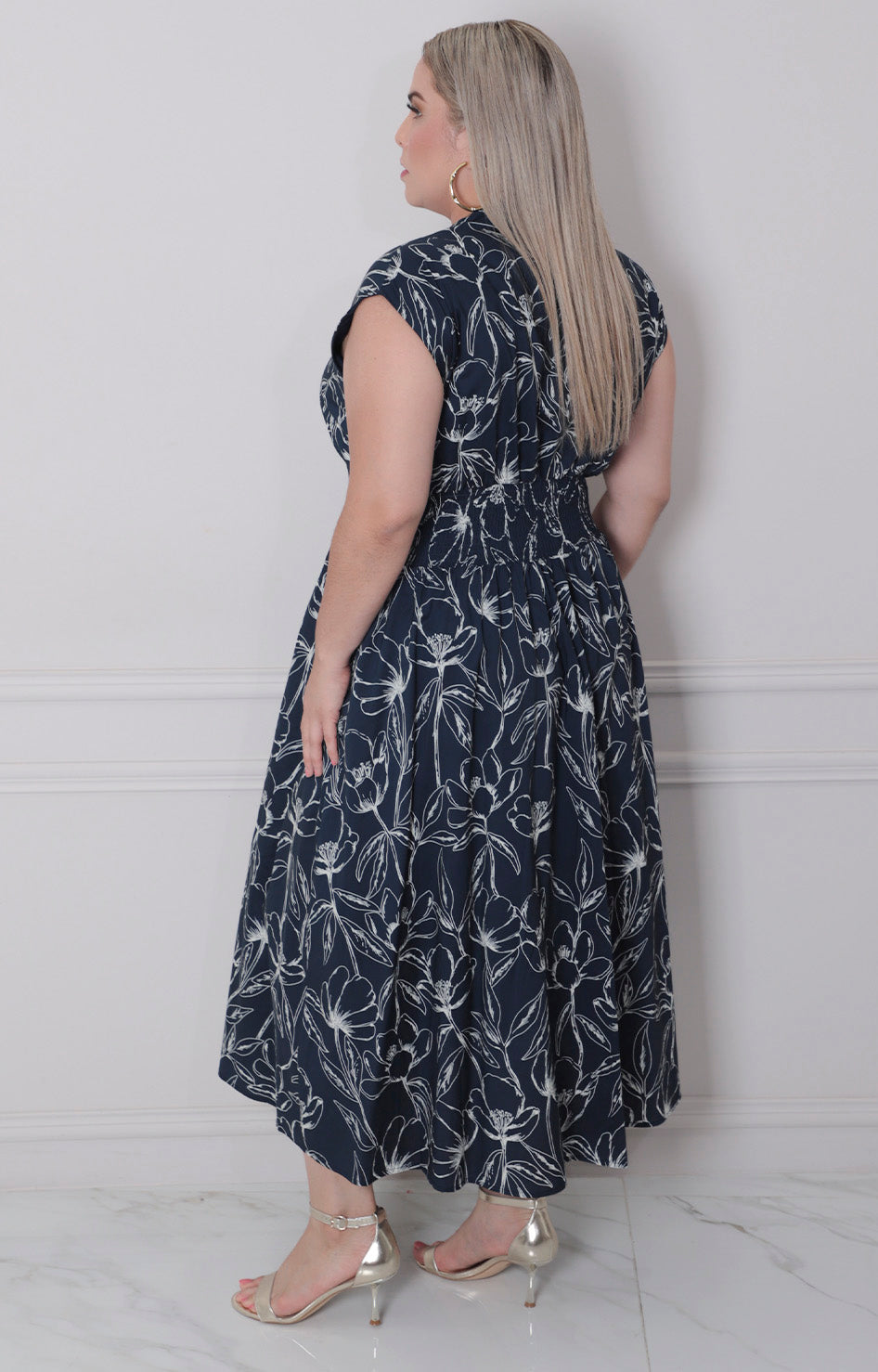 V*2-26*SHE+SKY*PST1239*AZUL MARINO ESTAMPADO - VESTIDO LARGO CURVY Boutiquemirel 