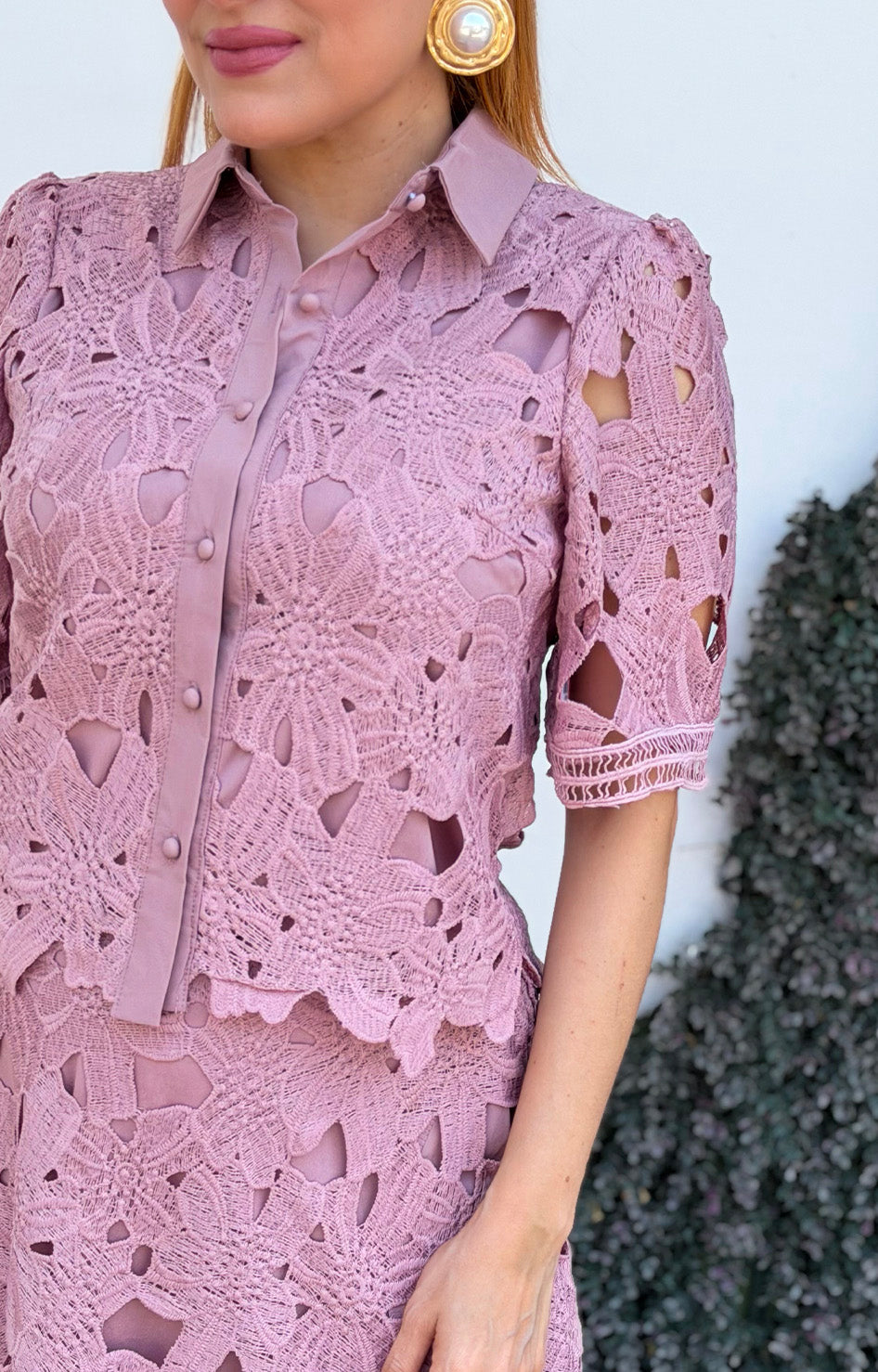 Conjunto rosa con guipur - CONJUNTO REGULAR Boutiquemirel 