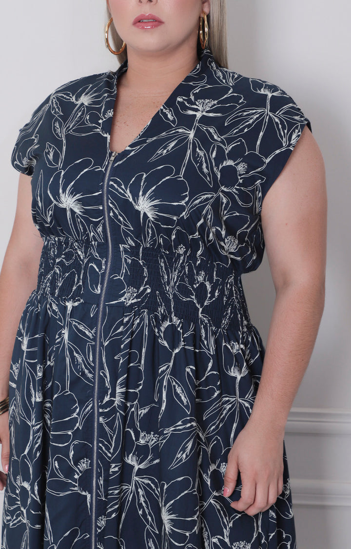 V*2-26*SHE+SKY*PST1239*AZUL MARINO ESTAMPADO - VESTIDO LARGO CURVY Boutiquemirel 