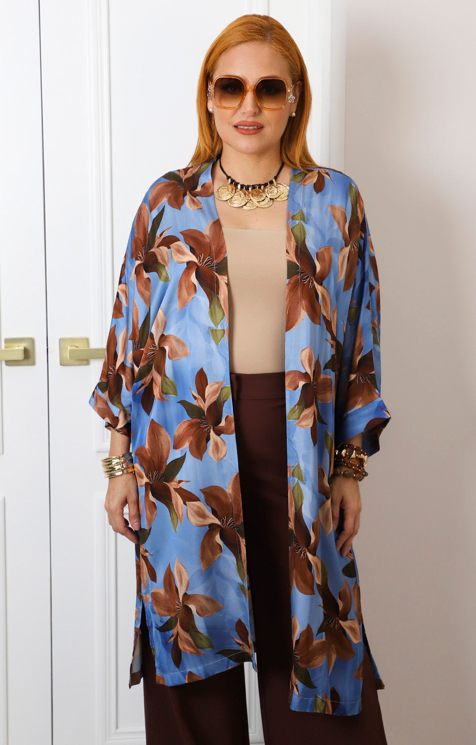 Kimono azul estampado