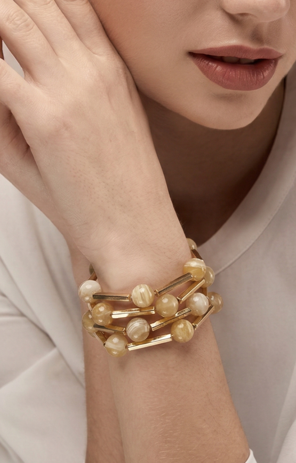 Pulsera Ámbar con Detalles Dorados - PULSERA Boutiquemirel 