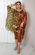 Blusa asimétrica estampado leopardo y floral