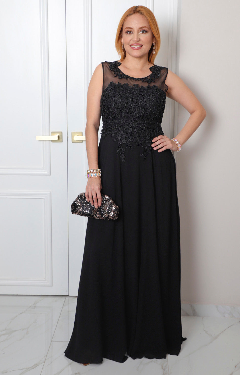 Vestido largo con encaje