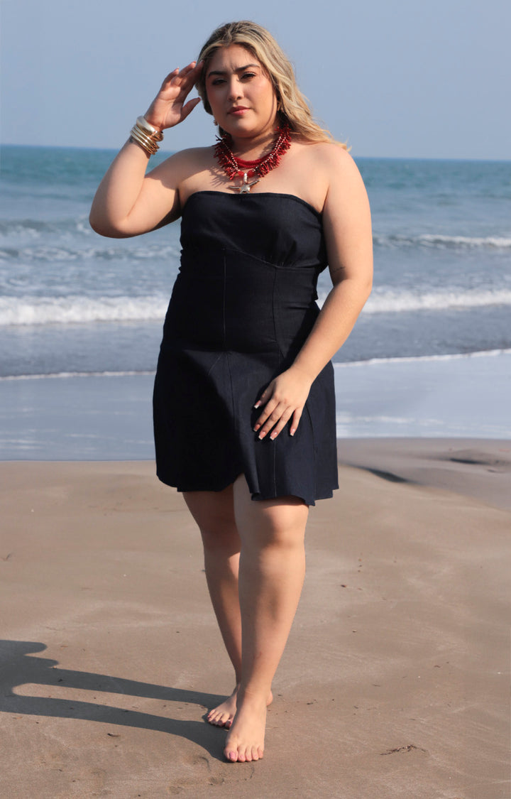 V*3-26*ZENOBIA*ZB14182*MEZCLILLA - VESTIDO CORTO CURVY Boutiquemirel 