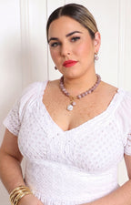 Set de collar y aretes con doble dije