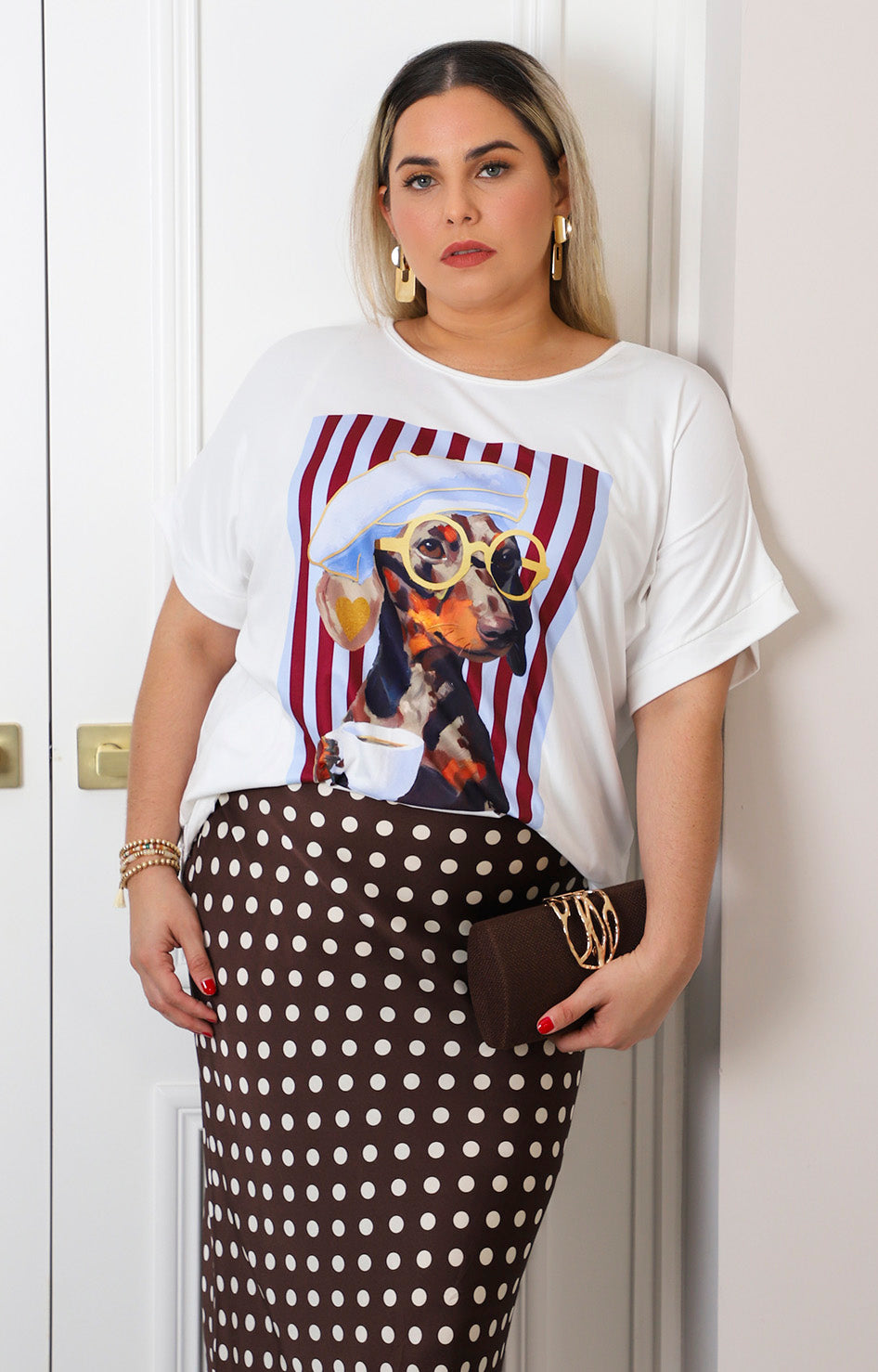 Blusa blanca con estampado de perrito