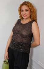 Blusa sin manga con lentejuelas