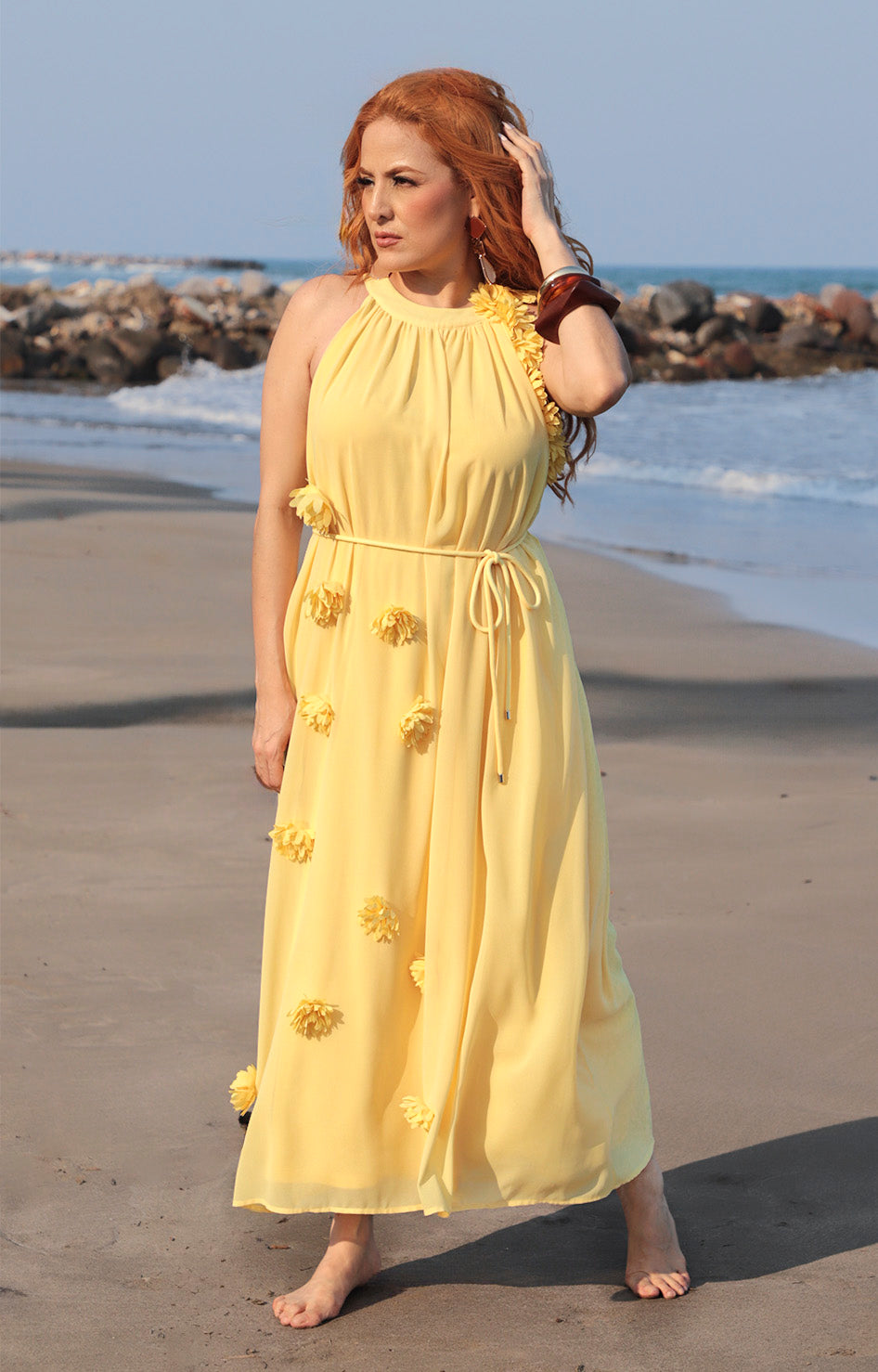 V*2-26*INA*ID014458*AMARILLO - VESTIDO LARGO REGULAR Boutiquemirel 