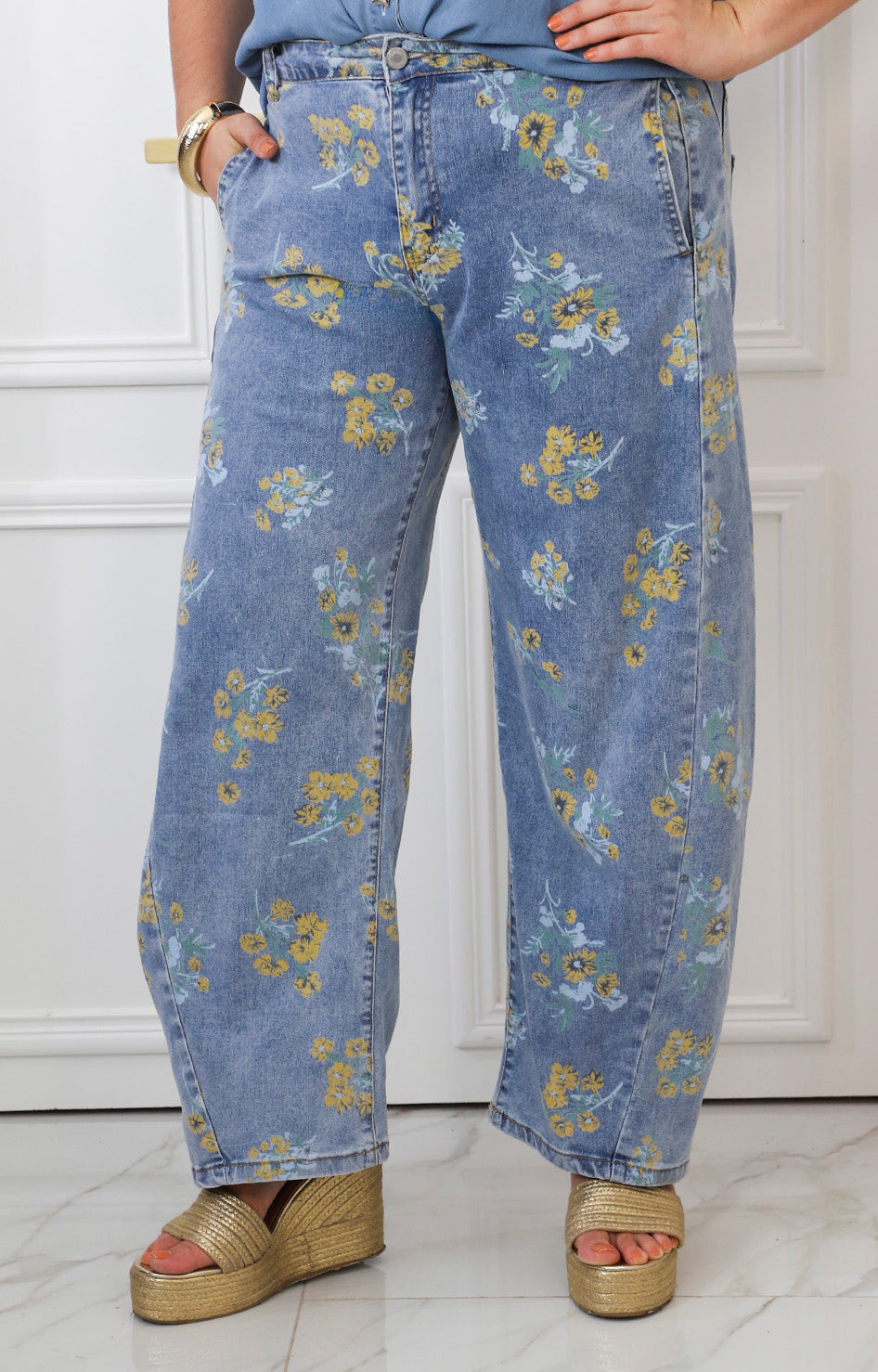 Pantalón de mezclilla estampado
