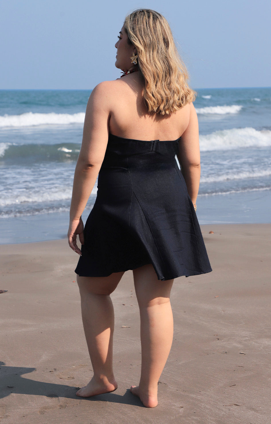 Vestido strapless de mezclilla