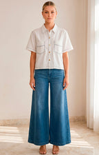Blusa camisera con bolsillos