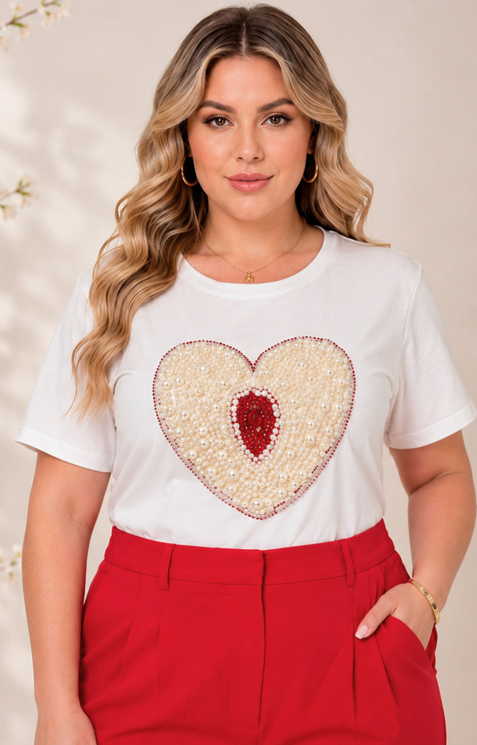 Blusa con corazón con aplicaciones - BLUSAS CURVY Boutiquemirel 