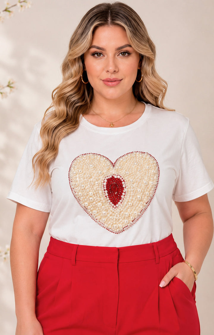 Blusa con corazón con aplicaciones - BLUSAS CURVY Boutiquemirel 