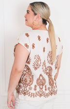 Blusa beige con bordado - BLUSAS CURVY Boutiquemirel 