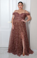 Vestido largo con escote en V estampado floral