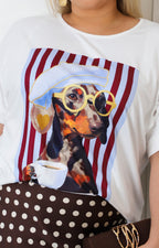 Blusa blanca con estampado de perrito