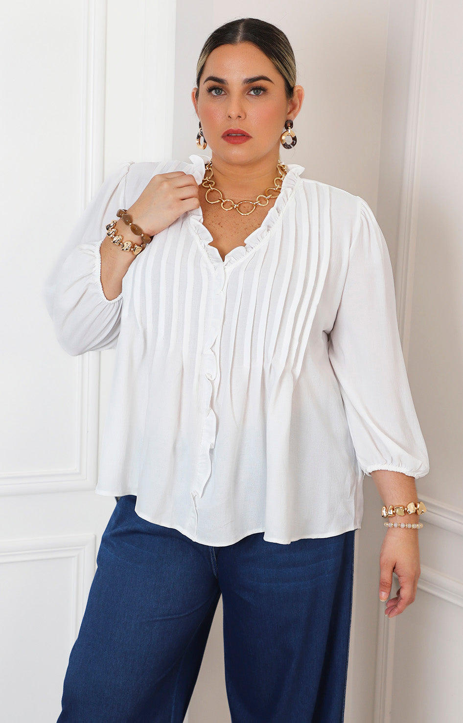 Blusa blanca manga larga