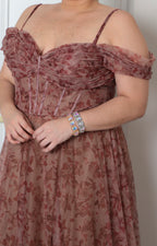 Vestido largo con escote en V estampado floral