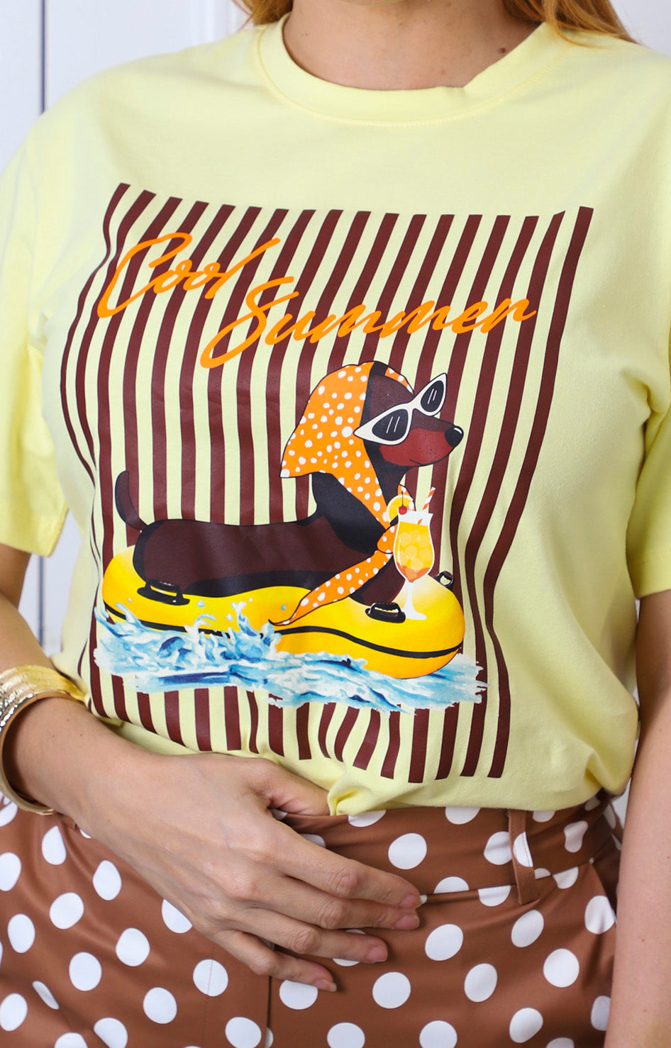 Blusa amarilla con estampado de perrito