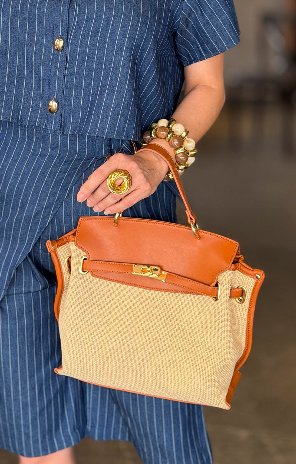 Bolsa de lona con detalles tipo piel - BOLSAS Boutiquemirel 