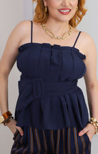Blusa peplum con cinturón