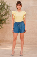 Short de mezclilla con elástico - SHORT MEZCLILLA REGULAR Boutiquemirel 