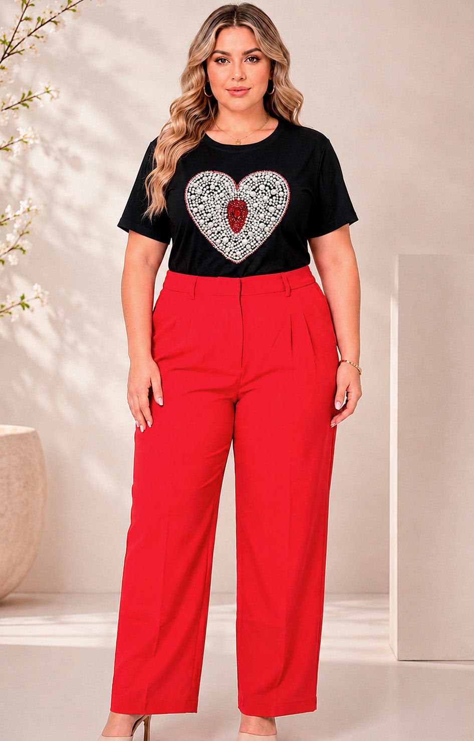 Blusa con corazón con aplicaciones - BLUSAS CURVY Boutiquemirel 