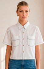 Blusa camisera con bolsillos