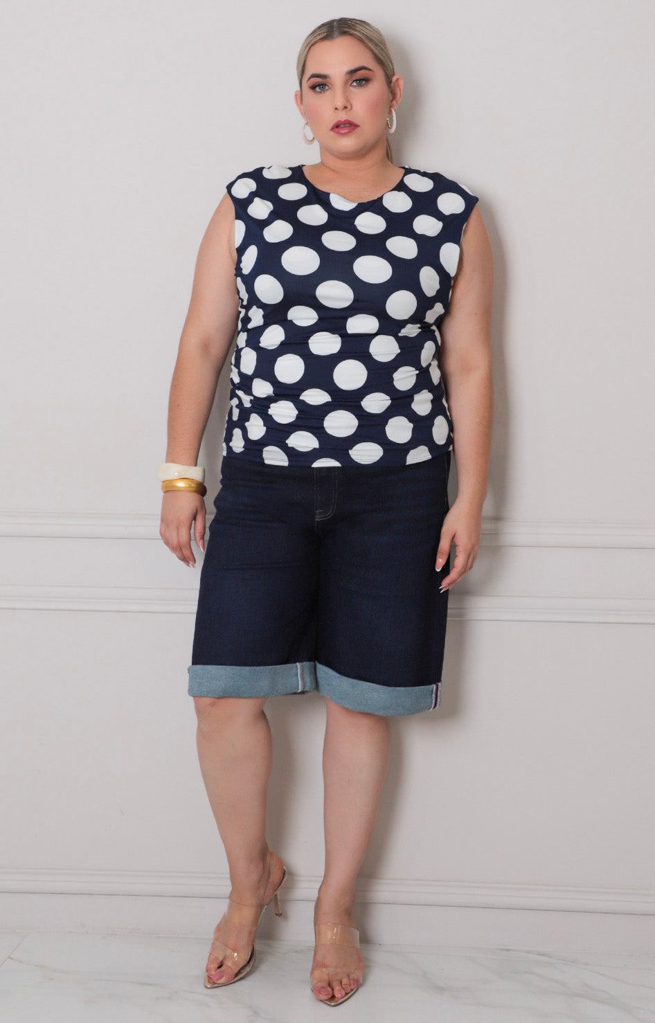 Blusa estampada polka dots - BLUSAS CURVY Boutiquemirel 