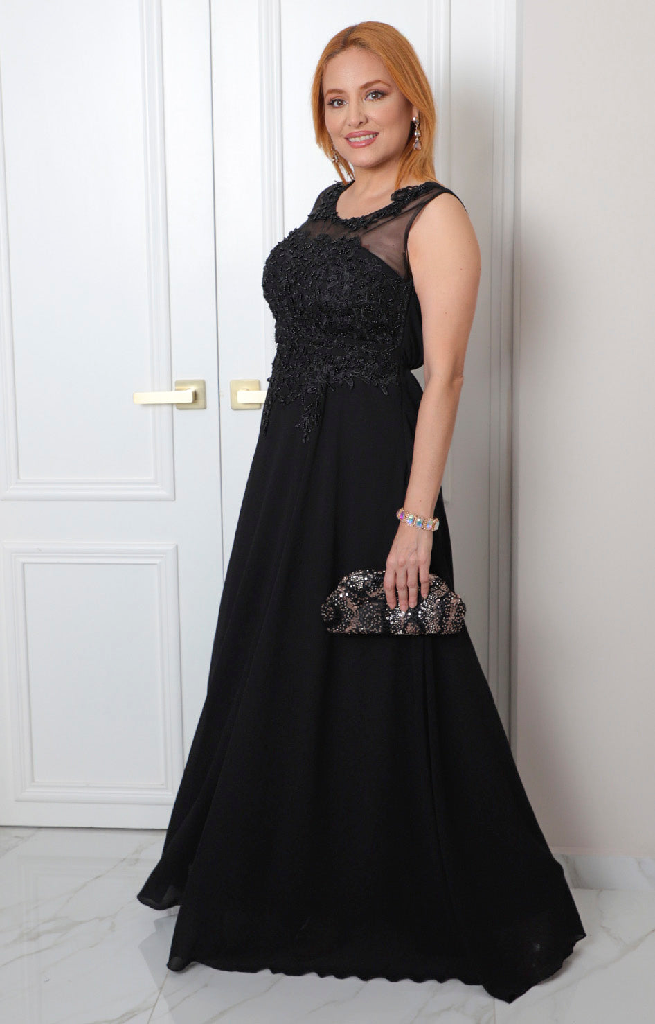 Vestido largo con encaje