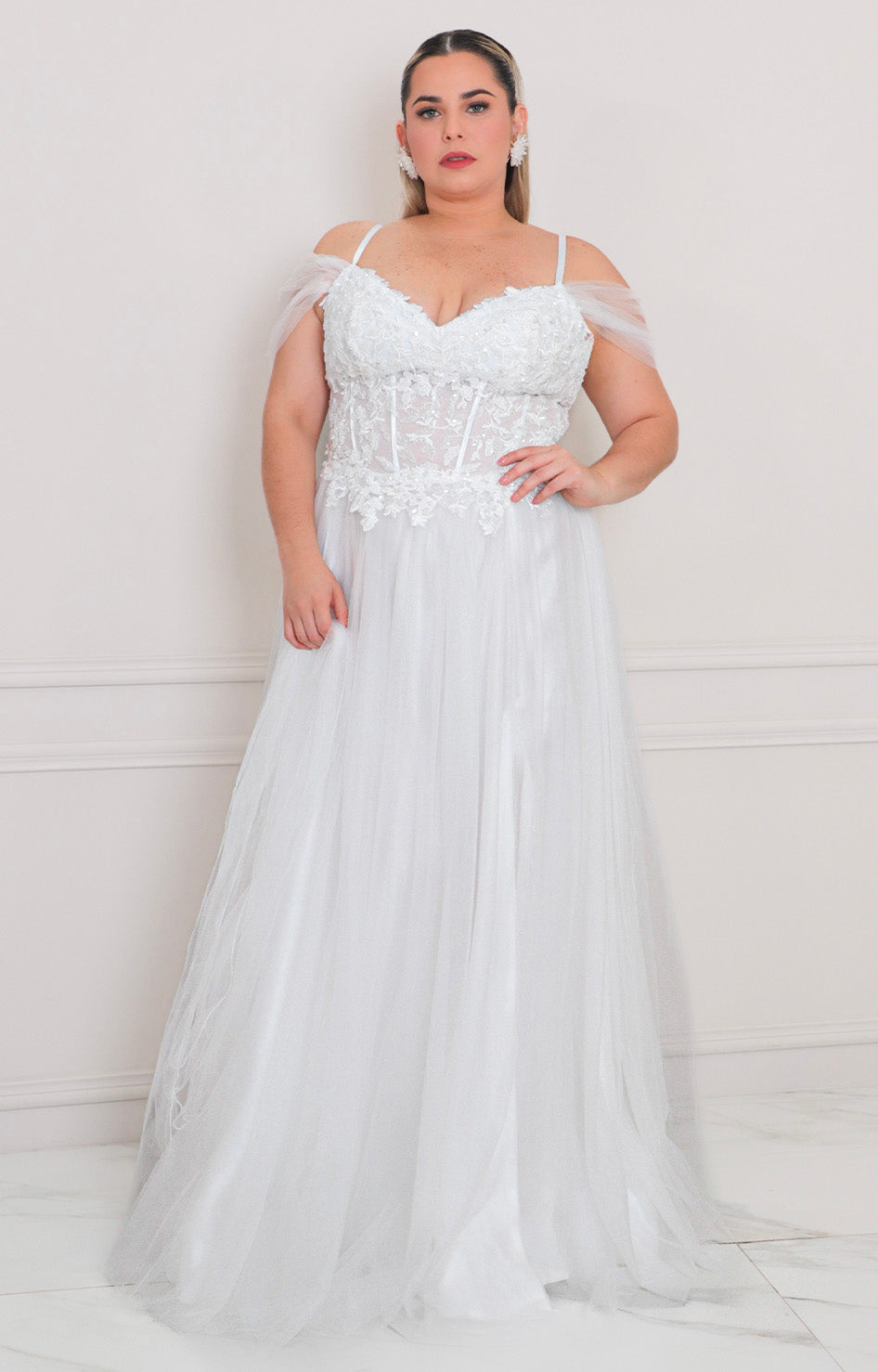 Vestido con corset floral y mangas caídas - VESTIDO LARGO CURVY Boutiquemirel 