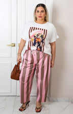 Pantalón a rayas con cordón ajustable