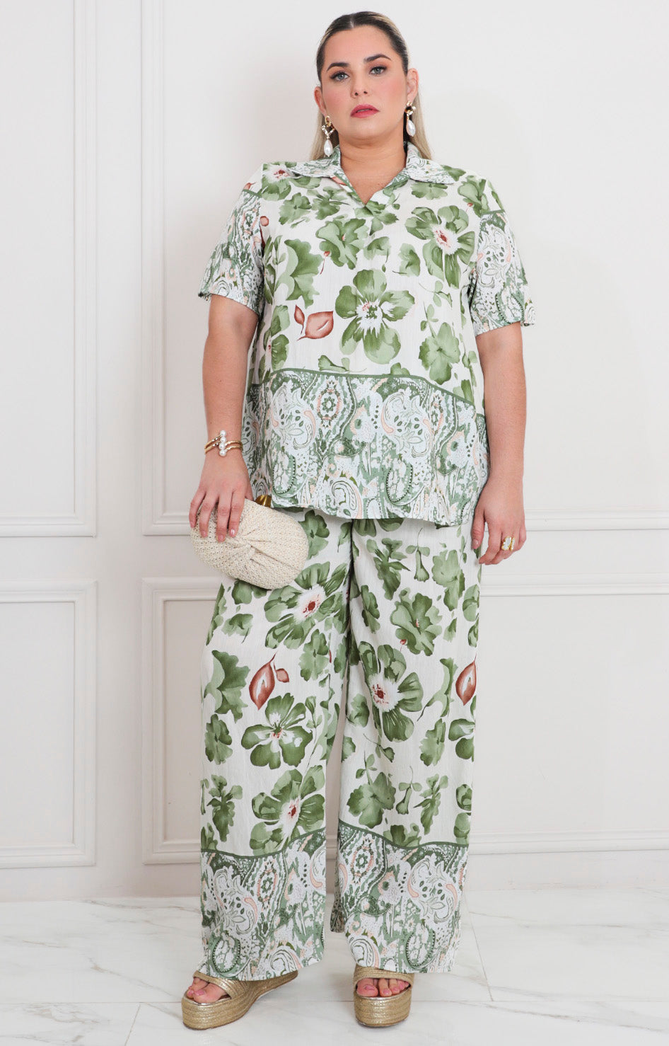 Conjunto verde estampado