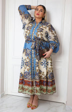Vestido largo estampado floral con mangas largas