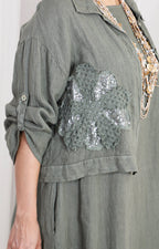 Vestido verde con bordado