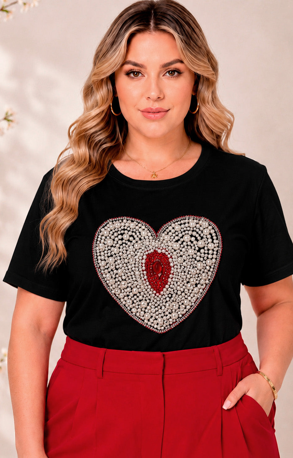 Blusa con corazón con aplicaciones - BLUSAS CURVY Boutiquemirel 