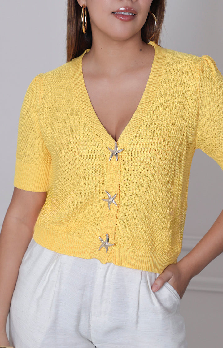 Blusa amarilla con botones - BLUSAS REGULAR Boutiquemirel 
