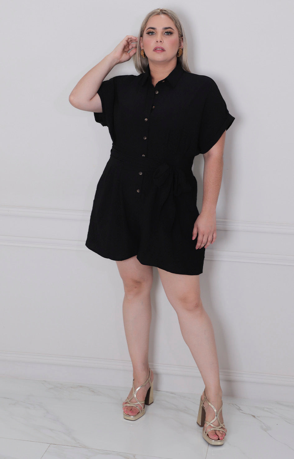 Palazzo negro con botones - PALAZZO CORTO CURVY Boutiquemirel 