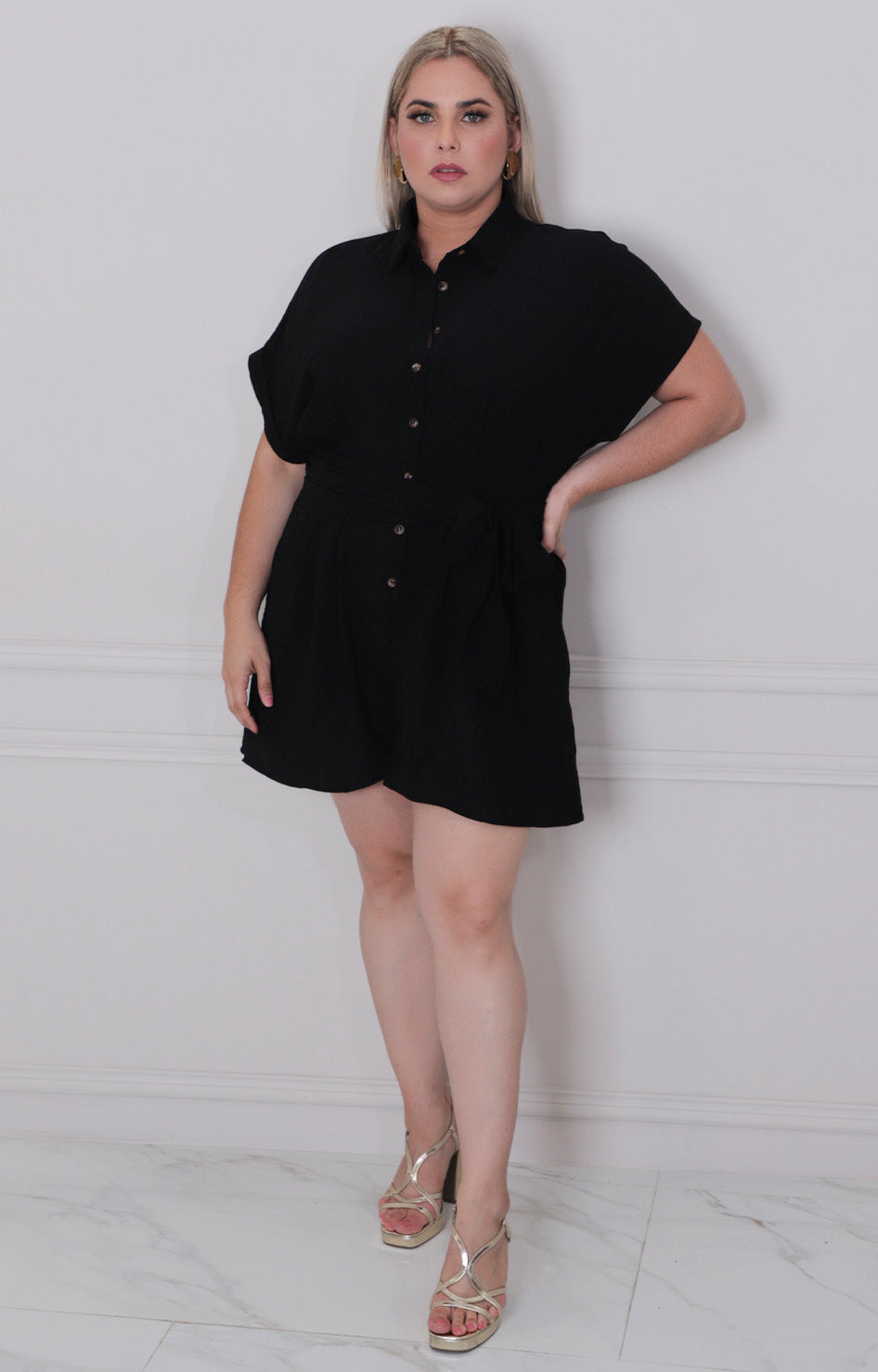 Palazzo negro con botones - PALAZZO CORTO CURVY Boutiquemirel 