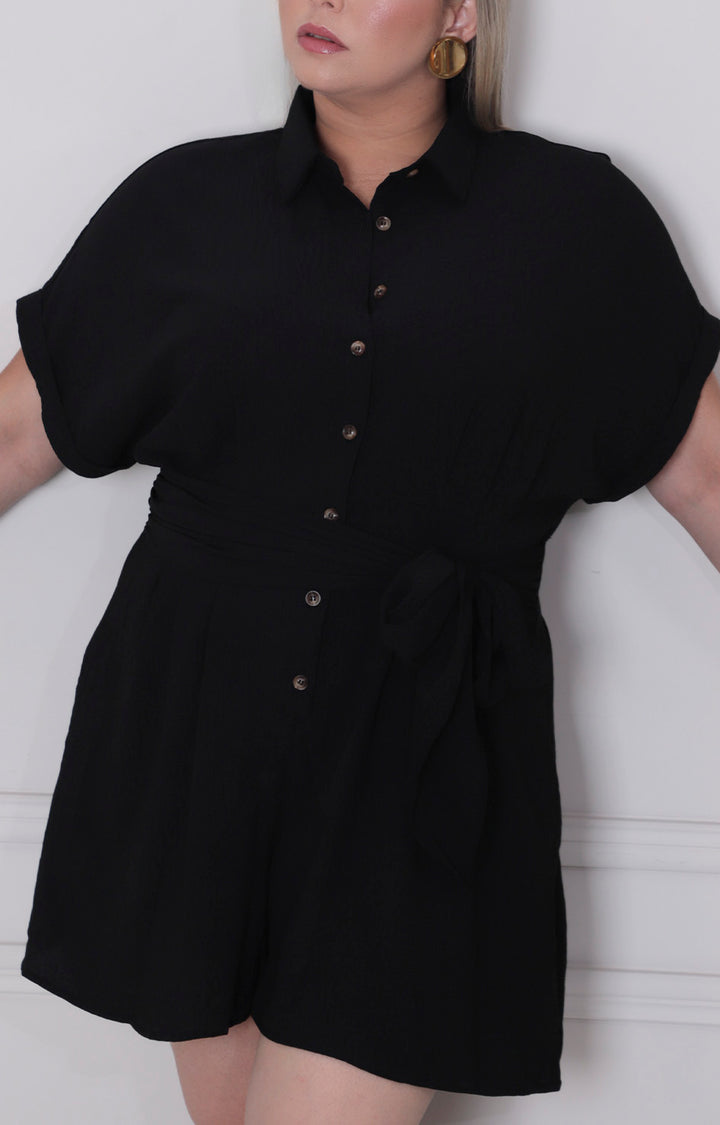 Palazzo negro con botones - PALAZZO CORTO CURVY Boutiquemirel 