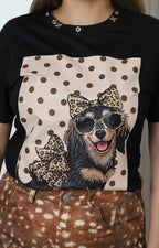 Blusa negra con estampado de cachorro