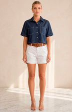 Blusa camisera con bolsillos