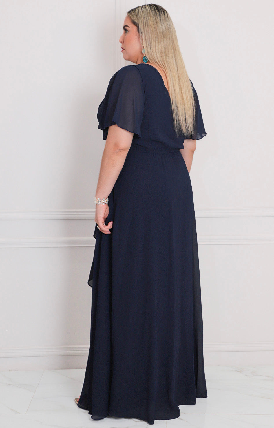 Vestido azul marino con aplicaciones - VESTIDO LARGO CURVY Boutiquemirel 