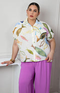 Blusa con estampado de peces y mangas globo