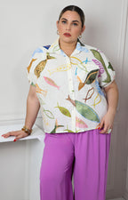Blusa con estampado de peces y mangas globo