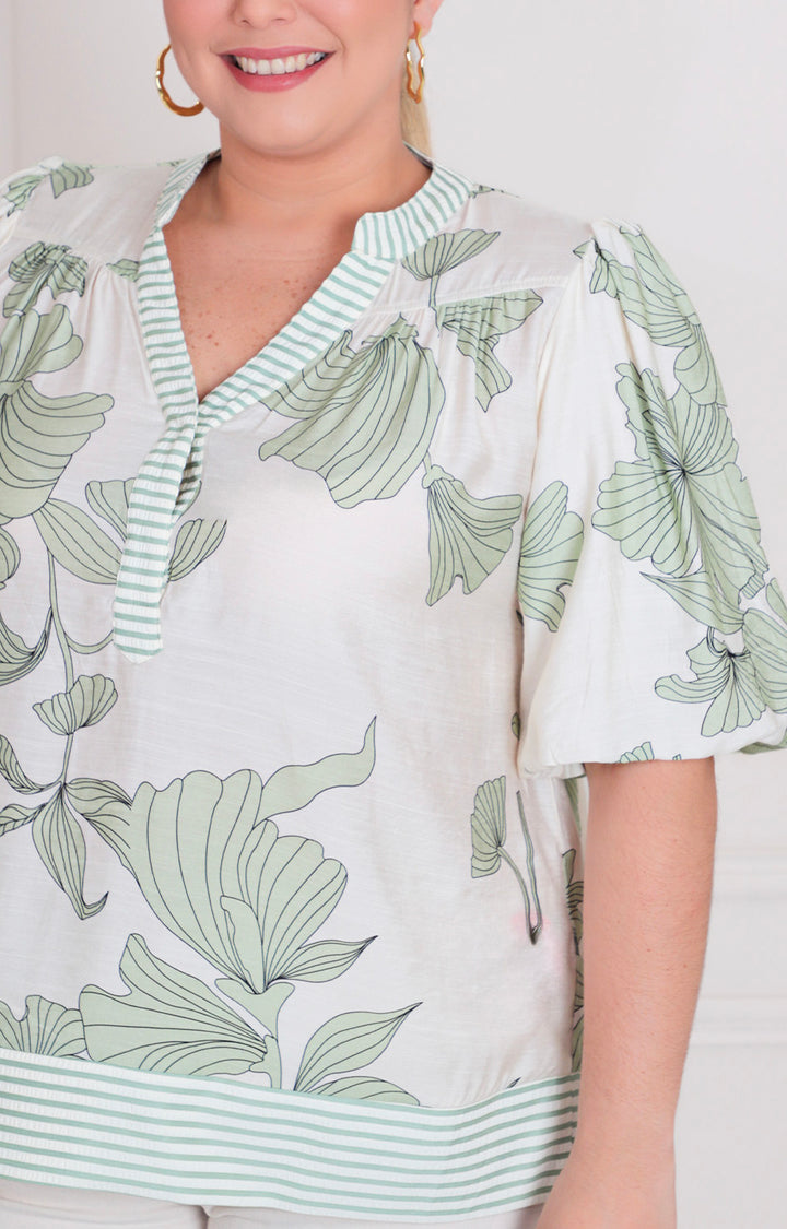 Blusa estampada con manga globo