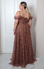 Vestido largo con escote en V estampado floral