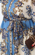 Vestido largo estampado floral con mangas largas