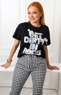 Blusa gráfica con encaje